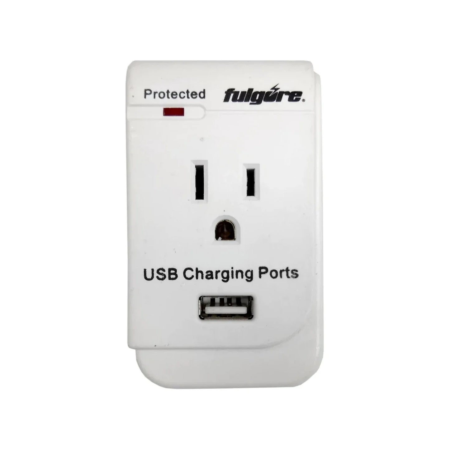 Fabricado en ABS autoextinguible.,Contacto aterrizado.,Dos contactos.,Dos USB.,Protege contra picos de voltaje y de corriente.