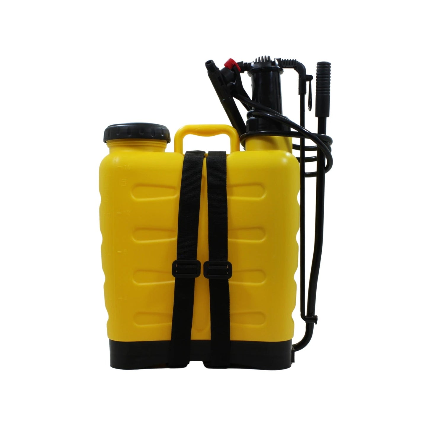 Bomba fumigadora tipo mochila amarilla de 16 litros con lanza para jardín y agricultura