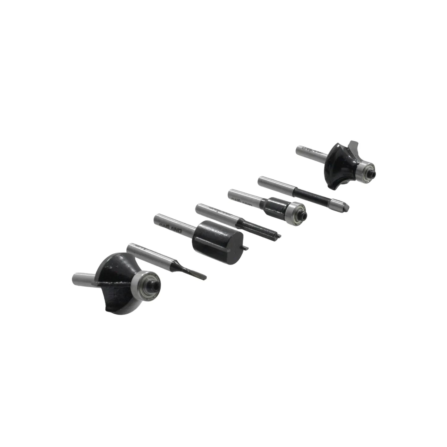Set de 6 fresas para rebajadora con rodamientos y vástago de acero, herramientas de corte profesional para carpintería
