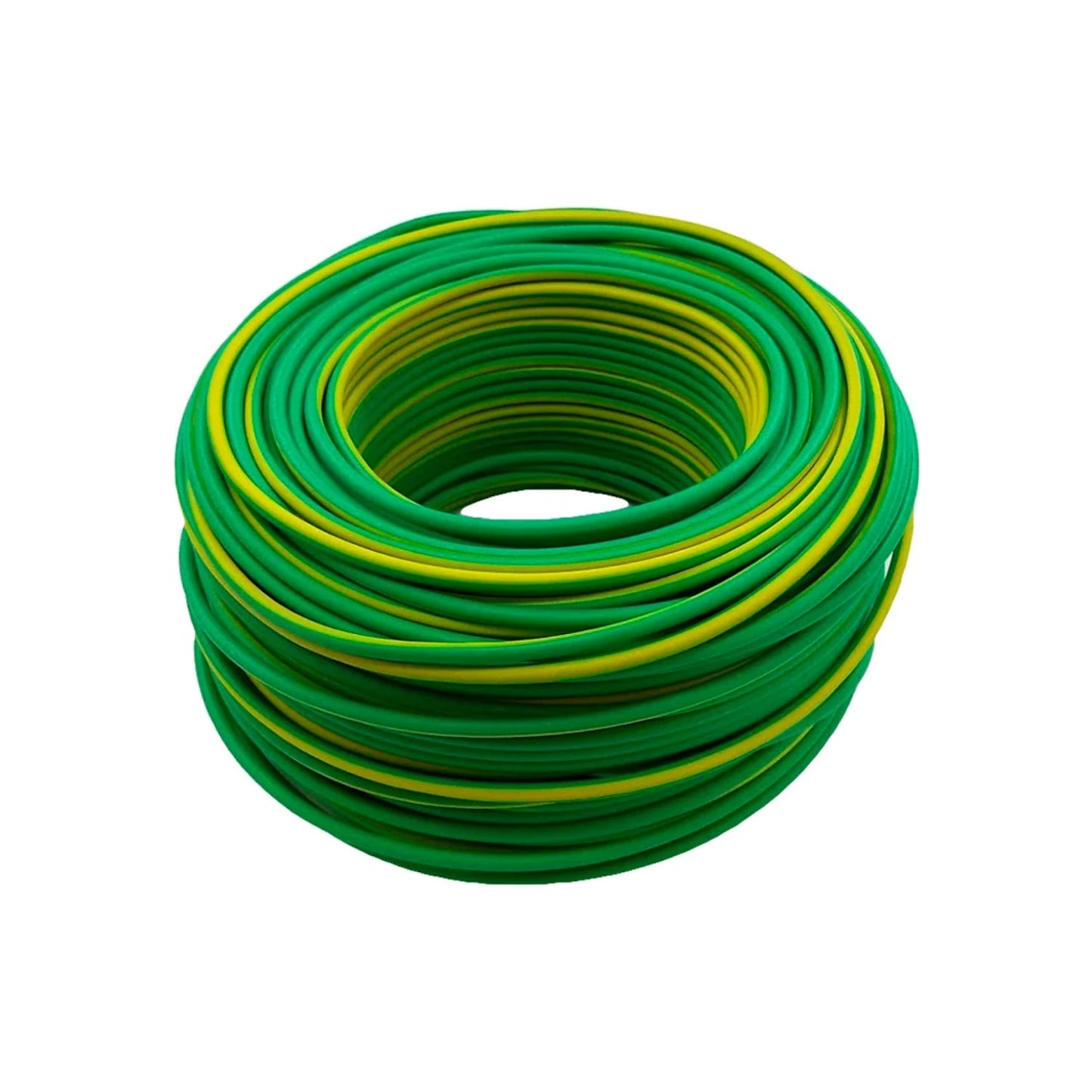 Rollo de alambre eléctrico verde y amarillo para puesta a tierra, instalaciones domésticas