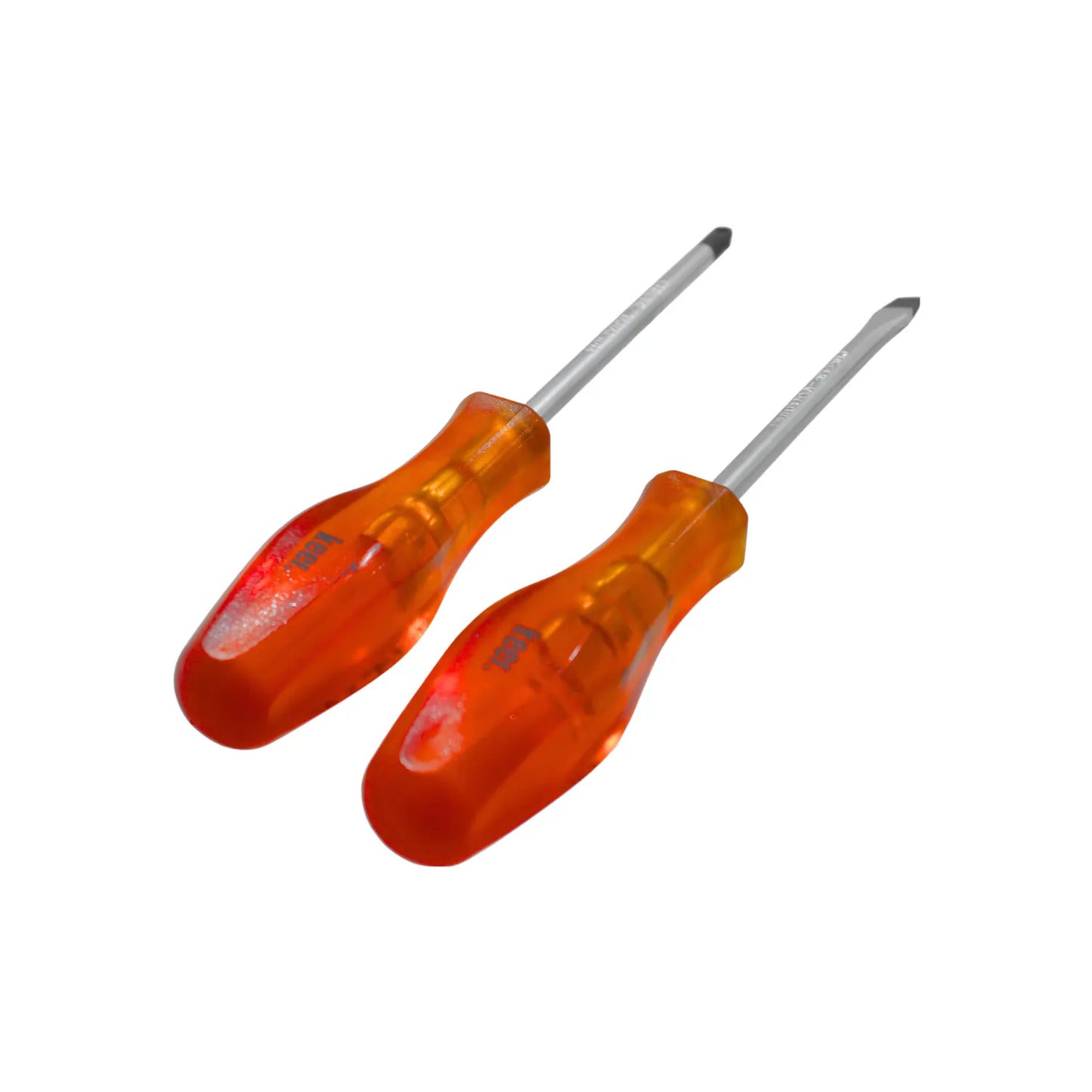 Kit de destornilladores Keer punta Phillips y plana con mango naranja transparente para uso profesional