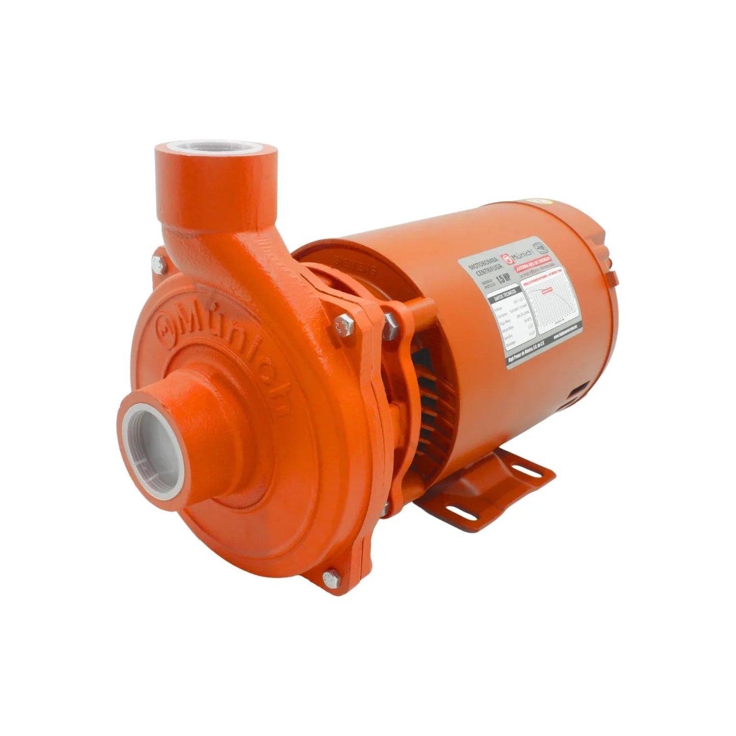 Motorbomba centrífuga Múnich 1.5 HP naranja para bombeo de agua