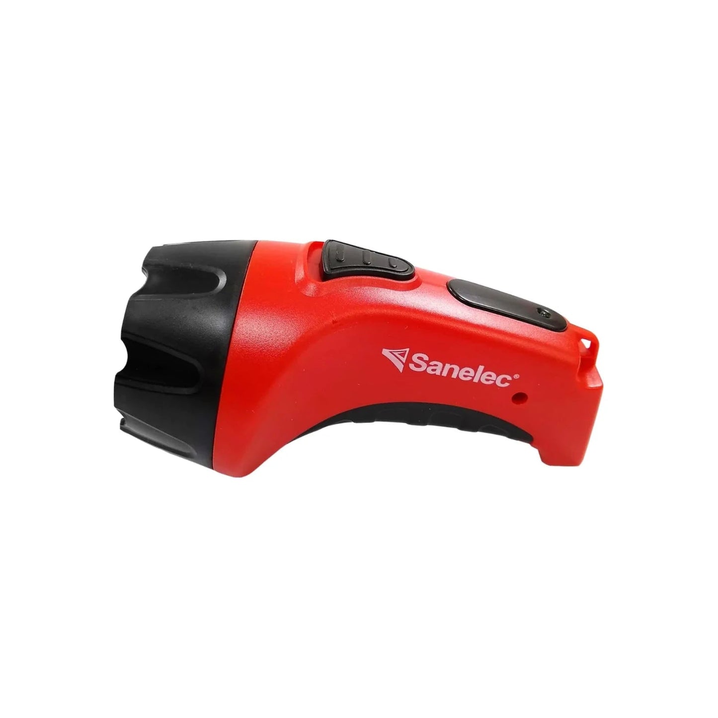 Linterna recargable Sanelec de 7 LEDs, diseño ergonómico rojo y negro para trabajo pesado