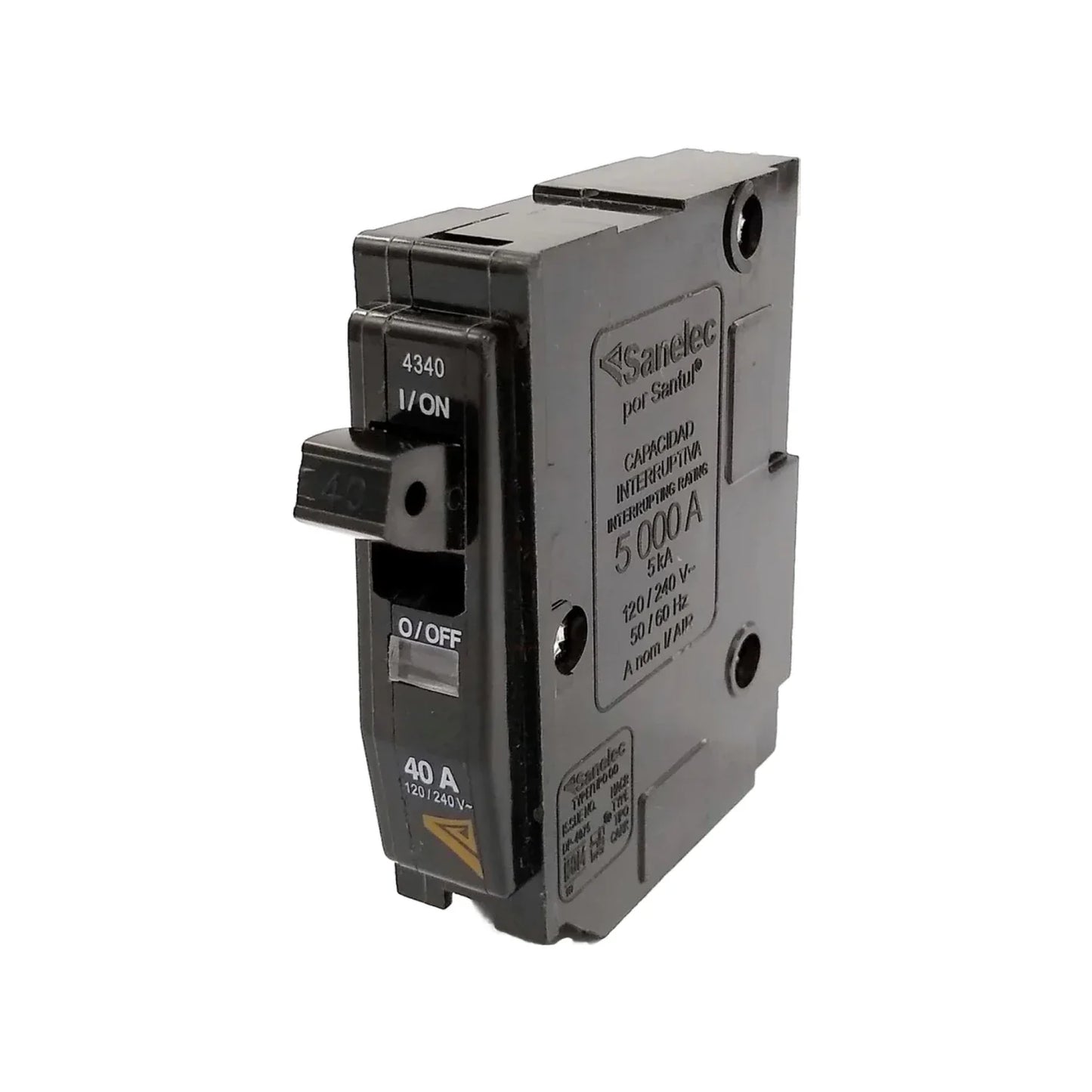 Para uso doméstico, comercial e industrial.,Pastilla termo magnética que protege.,Sobrecargas y cortocircuitos.,Interruptor automático de 40a de 1 polo.,Indicador altamente visible que indica si el interruptor se ha disparado.