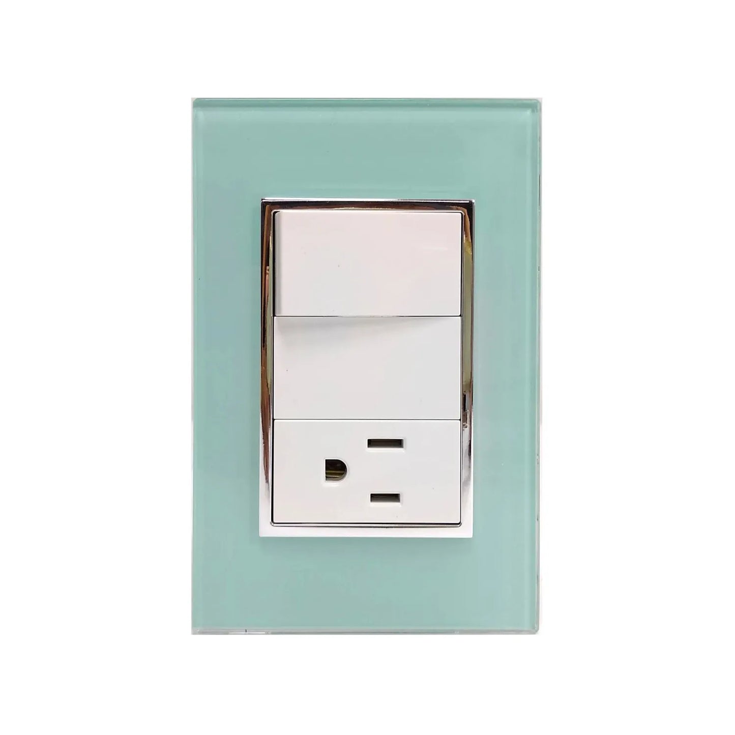 Fabricada de plástico ABS,Un contacto y un apagador.,Contacto aterrizado.,127 V- 10 A – 60 Hz,Fácil instalación.,Línea Venecia aqua.,NOM-003-SCFI-Vigente