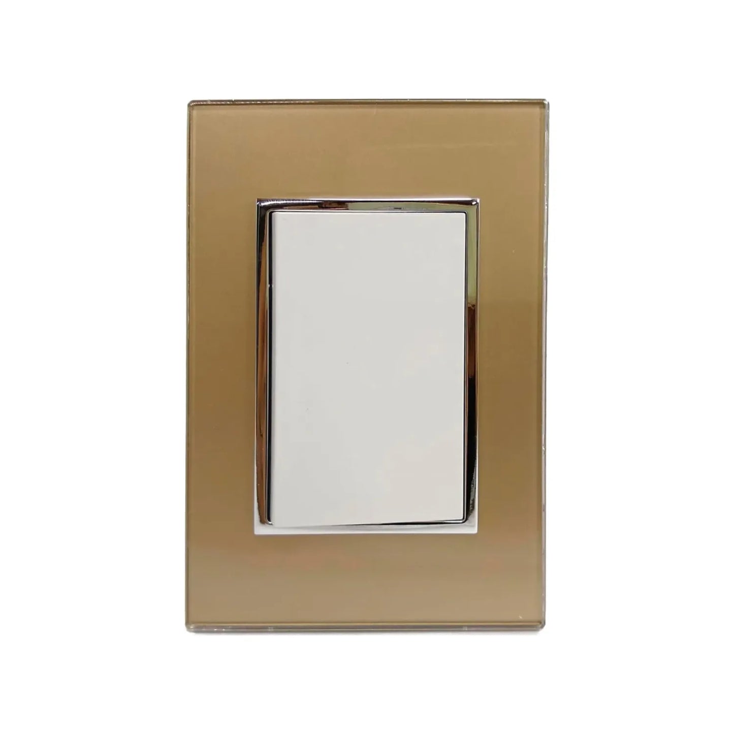 Fabricada de plástico ABS,Placa un apagador escalera.,127 V - 10 A - 60 Hz,Línea Venecia Champagne.,NOM-003-SCFI-VIGENTE.