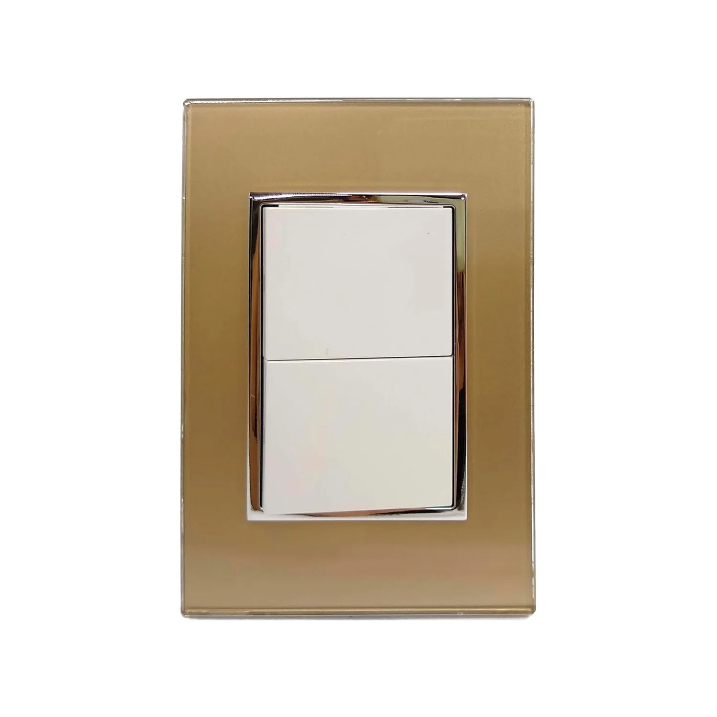 Fabricada de plástico ABS,Placa un apagador escalera y un apagador sencillo.,127 V- 10 A – 60 Hz,Fácil instalación.,Línea Venecia Champagne.,NOM-003-SCFI-Vigente