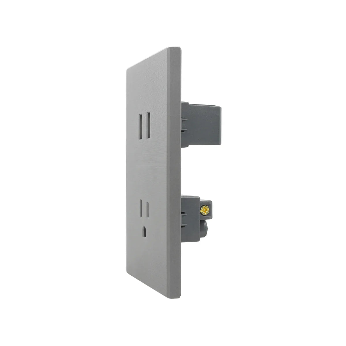 Tomacorriente doble gris con placa, módulos de conexión eléctrica de 2 y 3 polos con tierra para pared