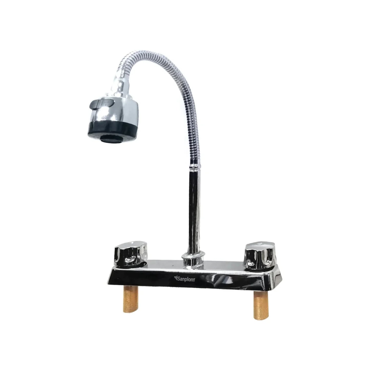 Cuerpo metálico.,Cubierta ABS,Acabado: Cromo.,Cuello de acero inoxidable flexible.,Maneral metálico.,Incluye difusor de agua y botón para control de flujo.,Llaves: 1/4" de vuelta.
