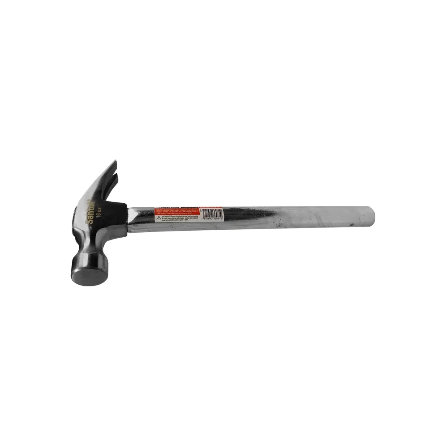 Martillo de uña recta Santul 16 oz con mango tubular de acero plateado para clavado y extracción