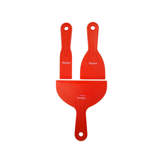 Fabricadas en polipropileno.,De alta resistencia ligeras y flexibles.,Alta resistencia a solventes.,Juego de 3 espátulas plásticas (1 1/2", 3" y 6").