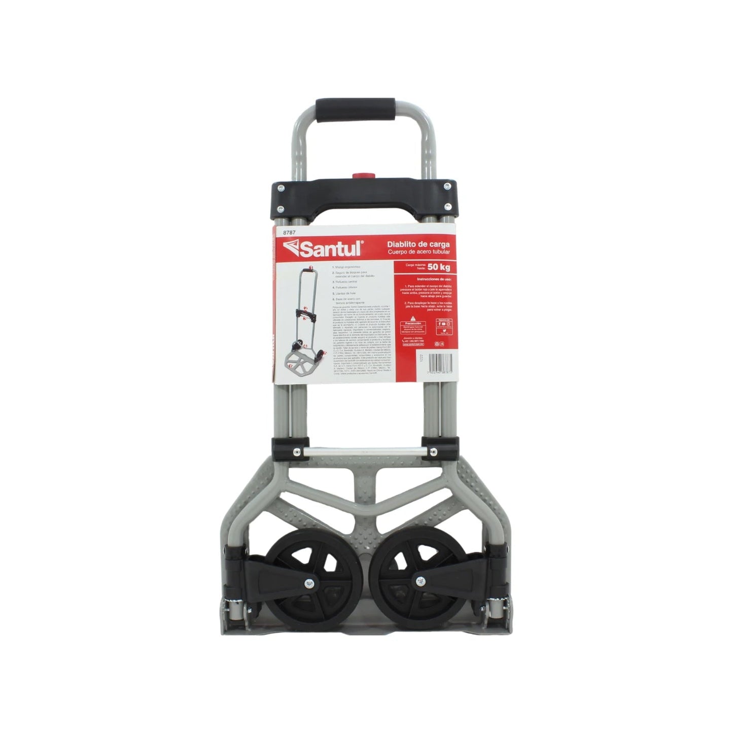 Diablo de carga plegable Santul de acero tubular gris y negro, capacidad 50 kg, para almacén y mudanzas