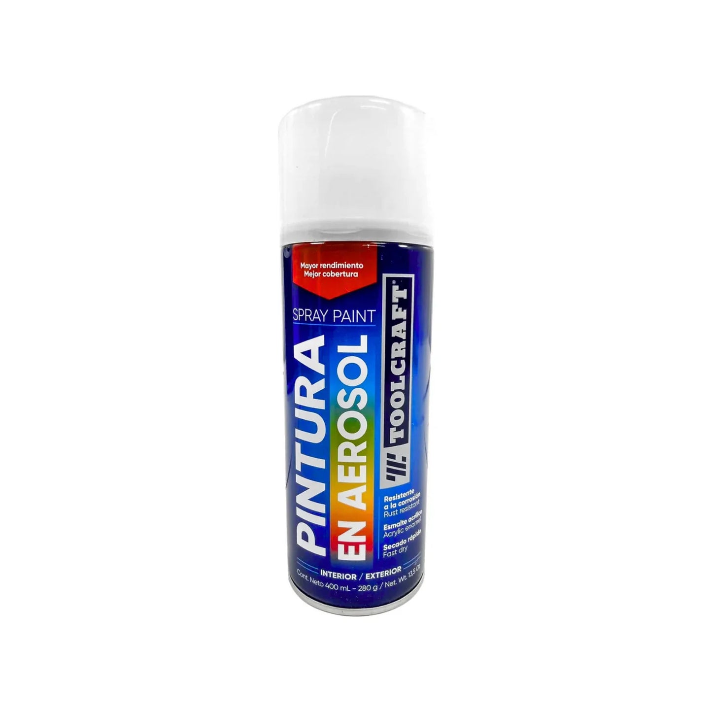 Lata de 400 ml - 400 g,Para uso en interiores y exteriores (no contiene plomo).,Color básico de mayor rendimiento y mejor cobertura.,Secado rápido.,Venta, solo en tienda física.