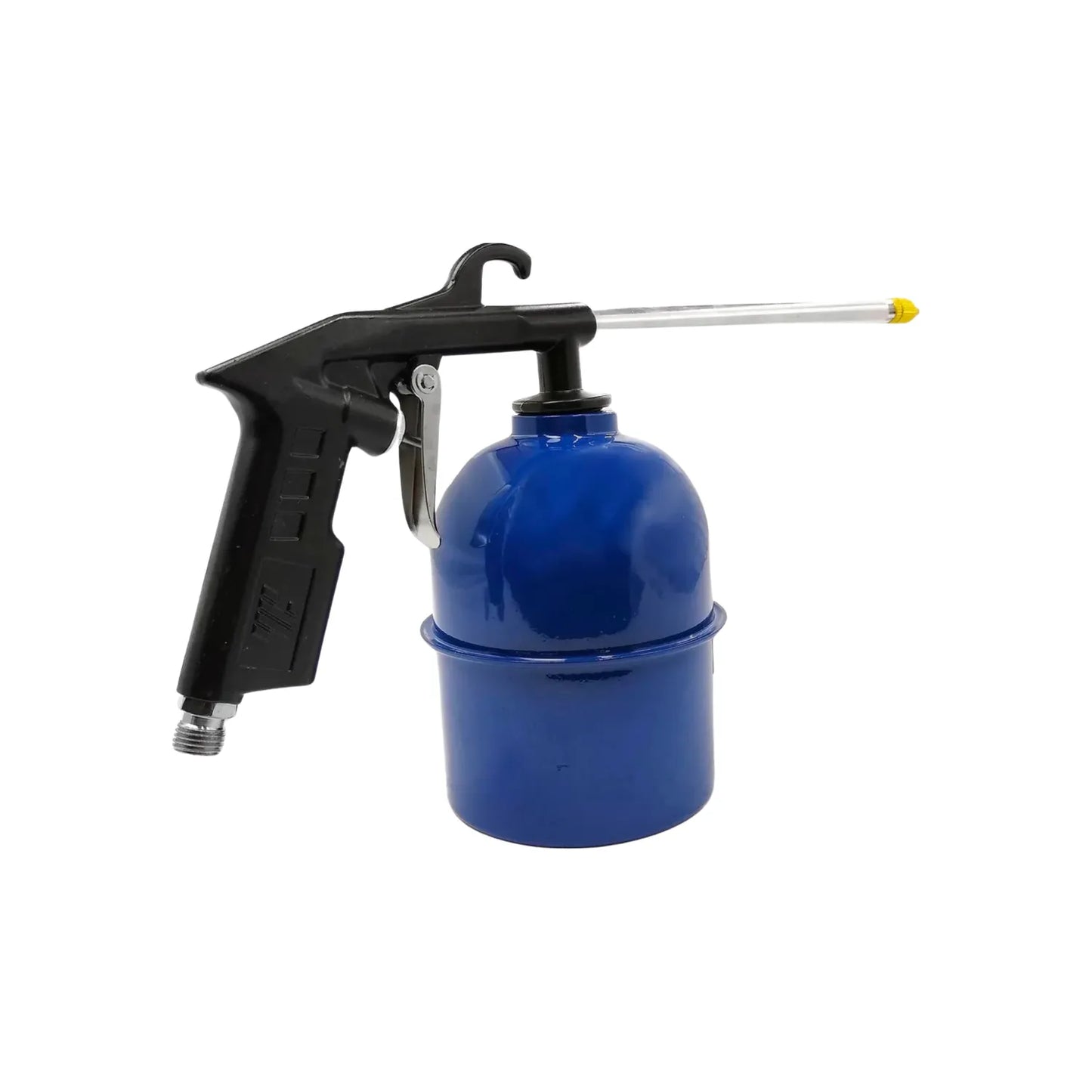 Fabricada en aleacion de aluminio.,Vaso de 0.9 litros y boquilla de 3 mm,Ideal para eliminar grasa y suciedad con conexión de entrada de aire de 1/4",Para rociar aceites limpiadores y antioxidantes.