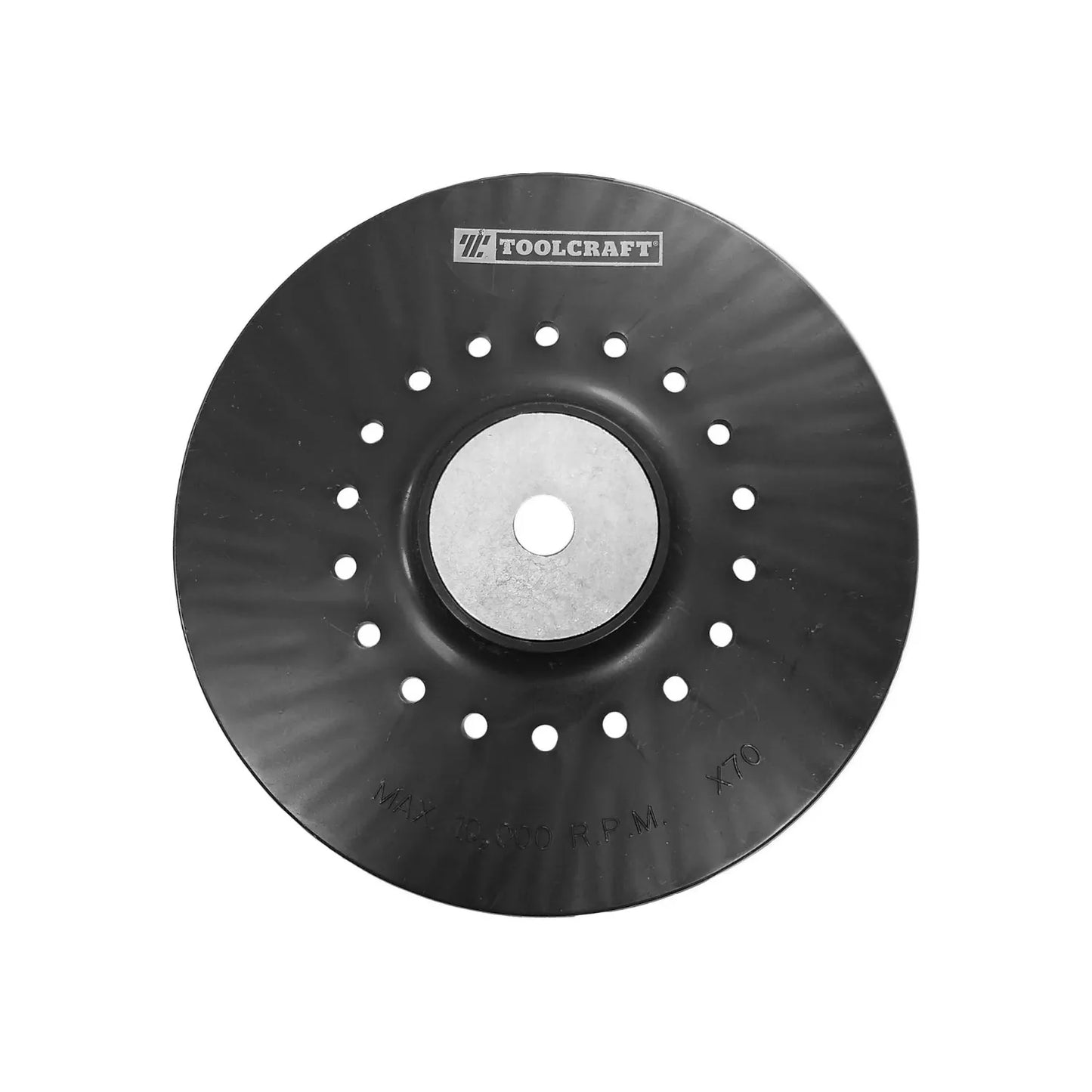 Fabricado en polipropileno.,Con canales de enfriamiento (para mayor rendimiento del disco).,Para usarse con discos lija auto adheribles.,Rosca milimétrica entrada de m-14 diámetro 7"