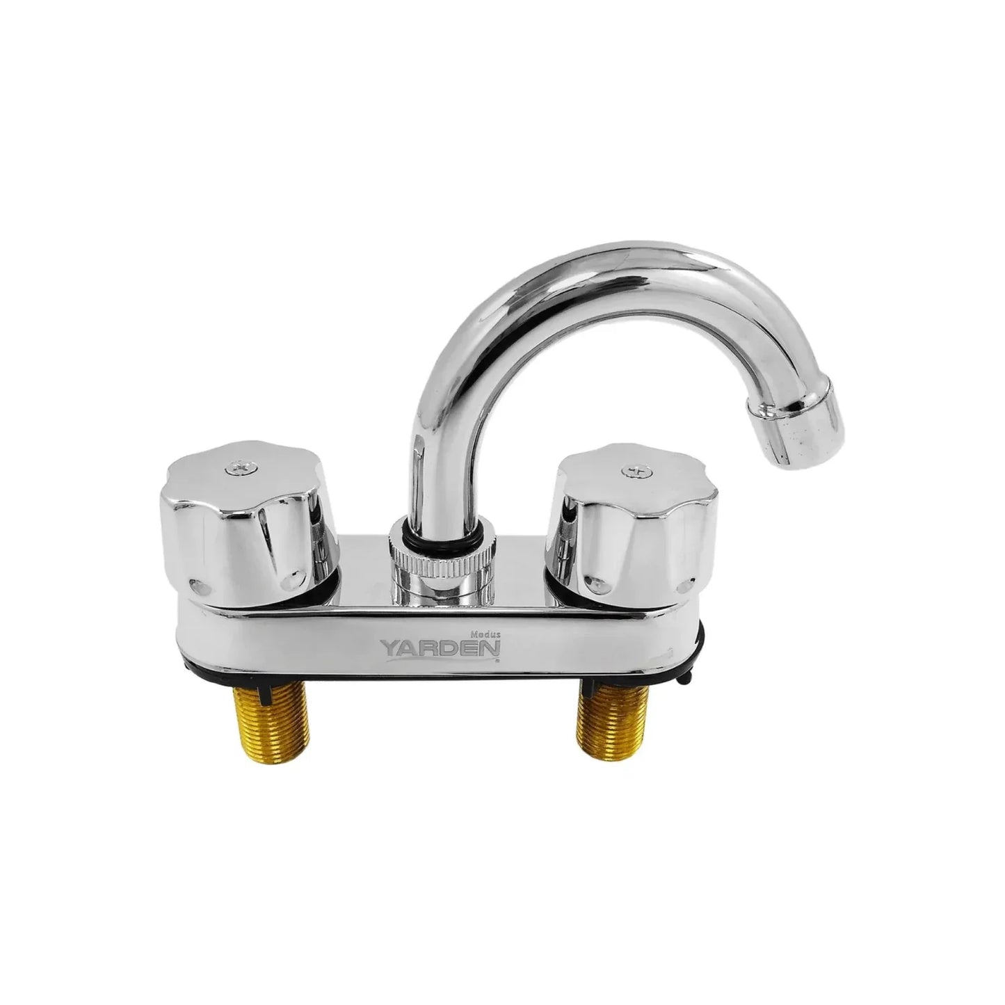 Cuerpo ABS,Cubierta latón.,Acabado: Cromo.,Cuello acero inoxidable tipo bar.,Maneral de puntos.,Cierre cerámico e incluye aereador.