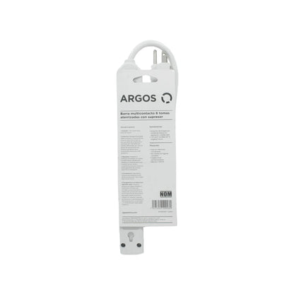 Multicontacto ARGOS blanco con 6 tomas aterrizadas y supresor de picos, cable 45cm, 1875W