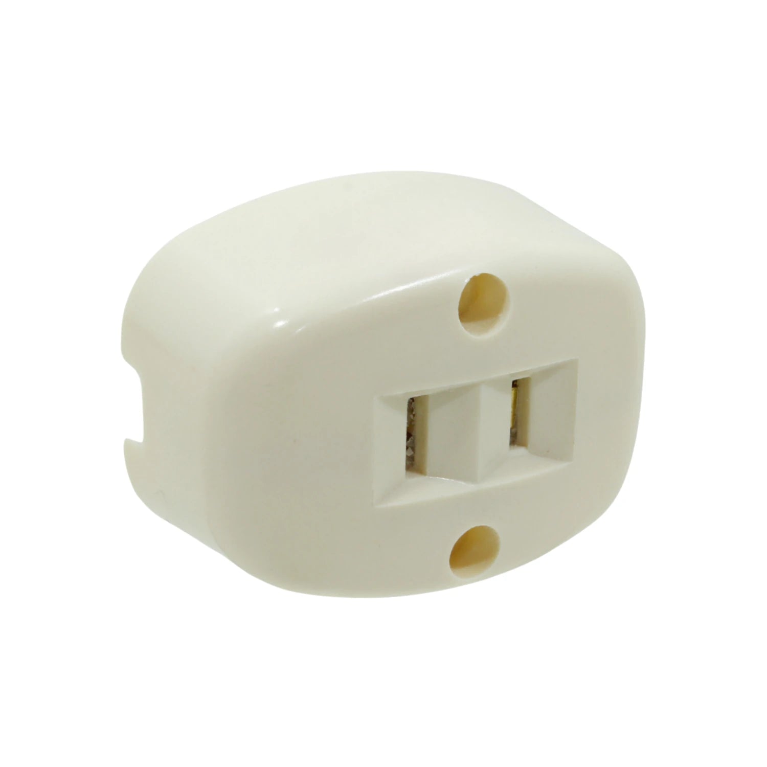 Contacto eléctrico dúplex polarizado de sobreponer color marfil para instalaciones eléctricas de hogar.