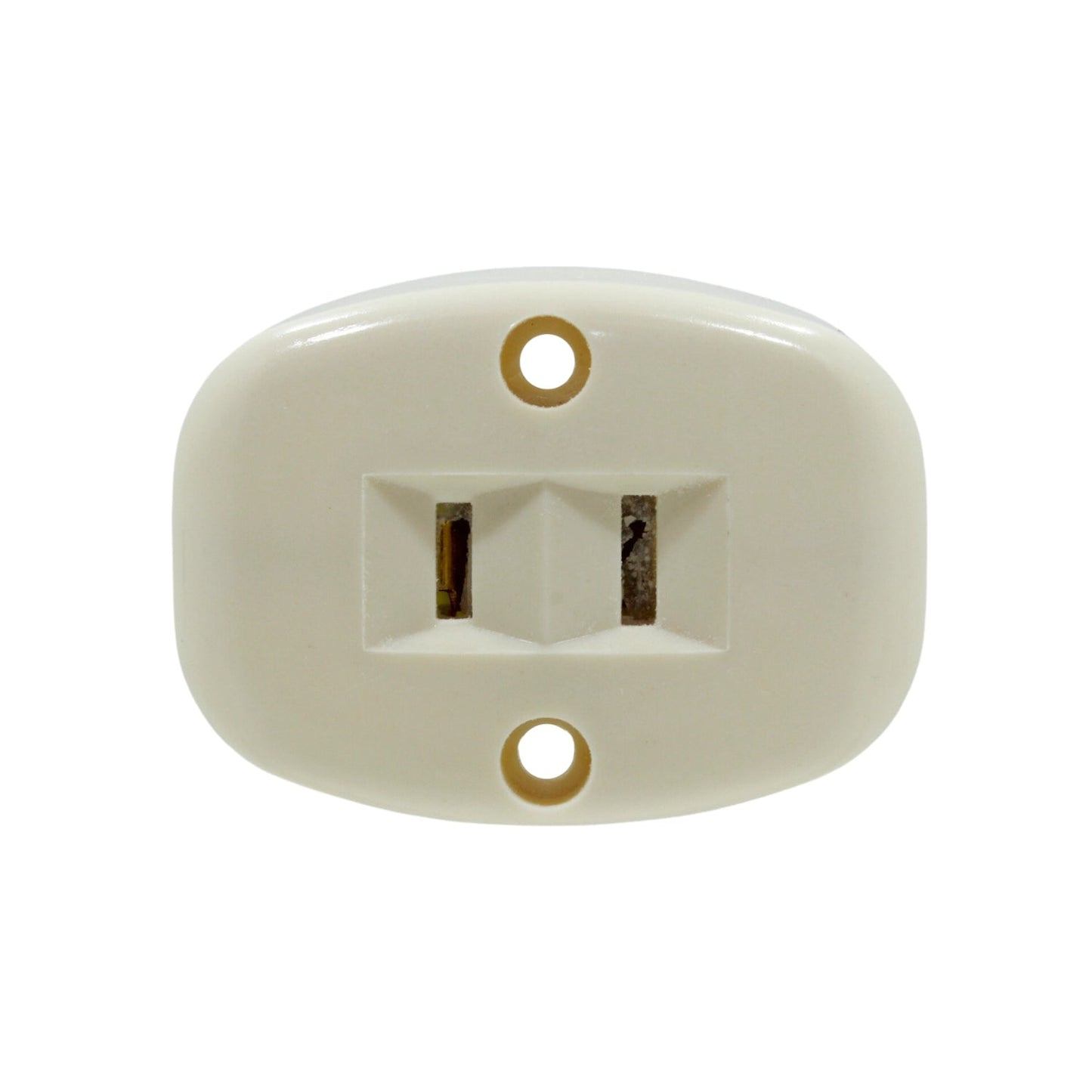 Contacto de huevo 2 ranuras beige, tomacorriente eléctrico sin tierra para pared