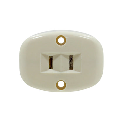 Contacto de huevo 2 ranuras beige, tomacorriente eléctrico sin tierra para pared