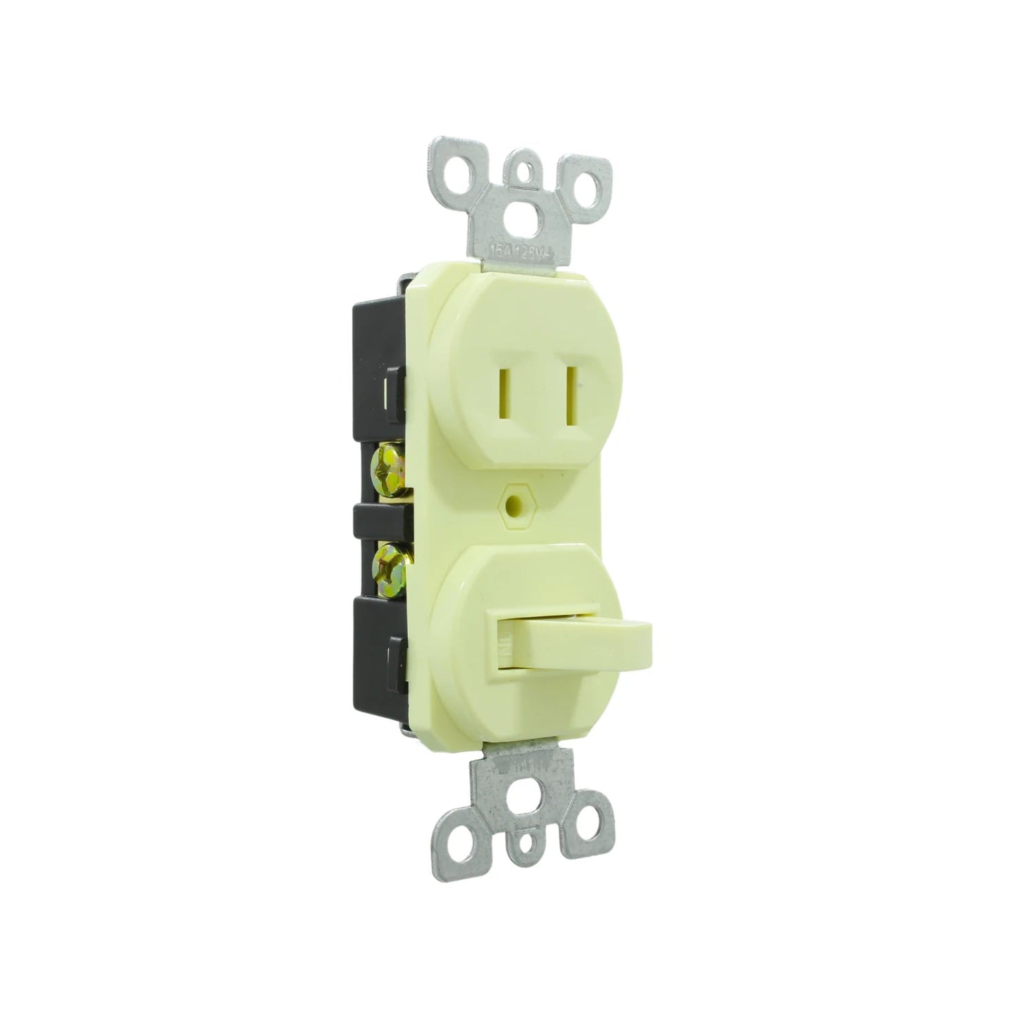 Contacto dúplex y apagador combinado marfil 15A 125V, para circuitos eléctricos residenciales