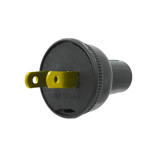 Clavija sencilla de hule.,Fabricada con un enchufe de 2 polos.,Voltaje: 127 V,Corriente: 15 A