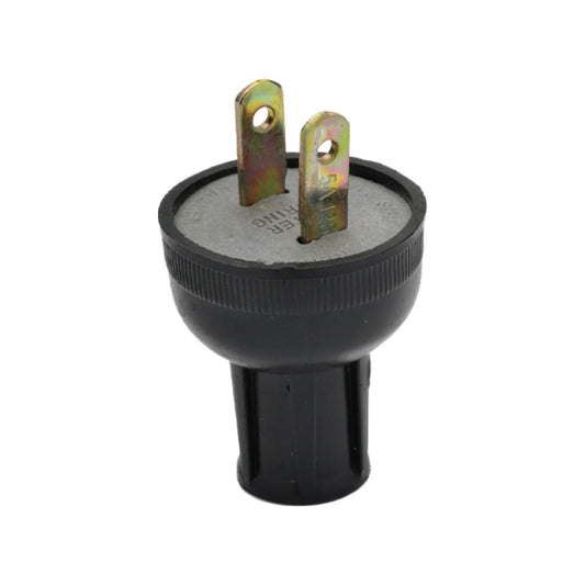 Clavija sencilla de hule.,Fabricada con un enchufe de 2 polos.,Voltaje: 127 V,Corriente: 15 A