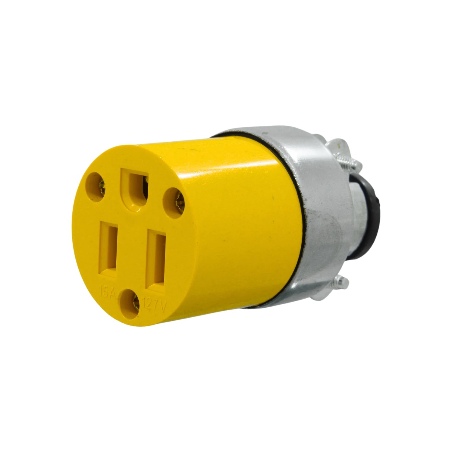 Contacto eléctrico industrial 15A 127V aterrizado amarillo