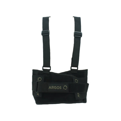 Faja industrial lumbar negra con tirantes ajustables Argos para soporte de espalda en trabajos pesados