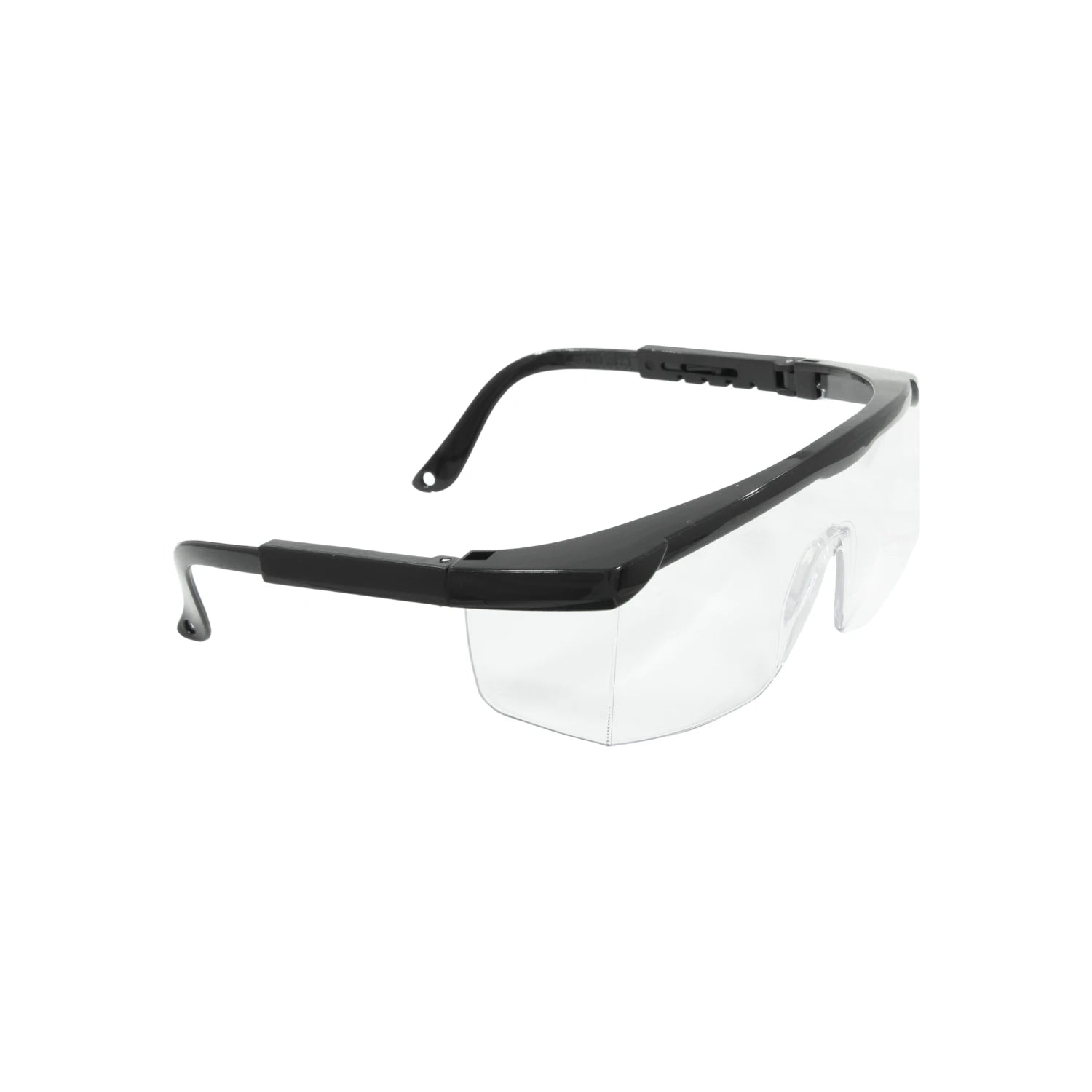 Lente de seguridad transparente para protección ocular, montura negra, resistente a impactos, ajustable