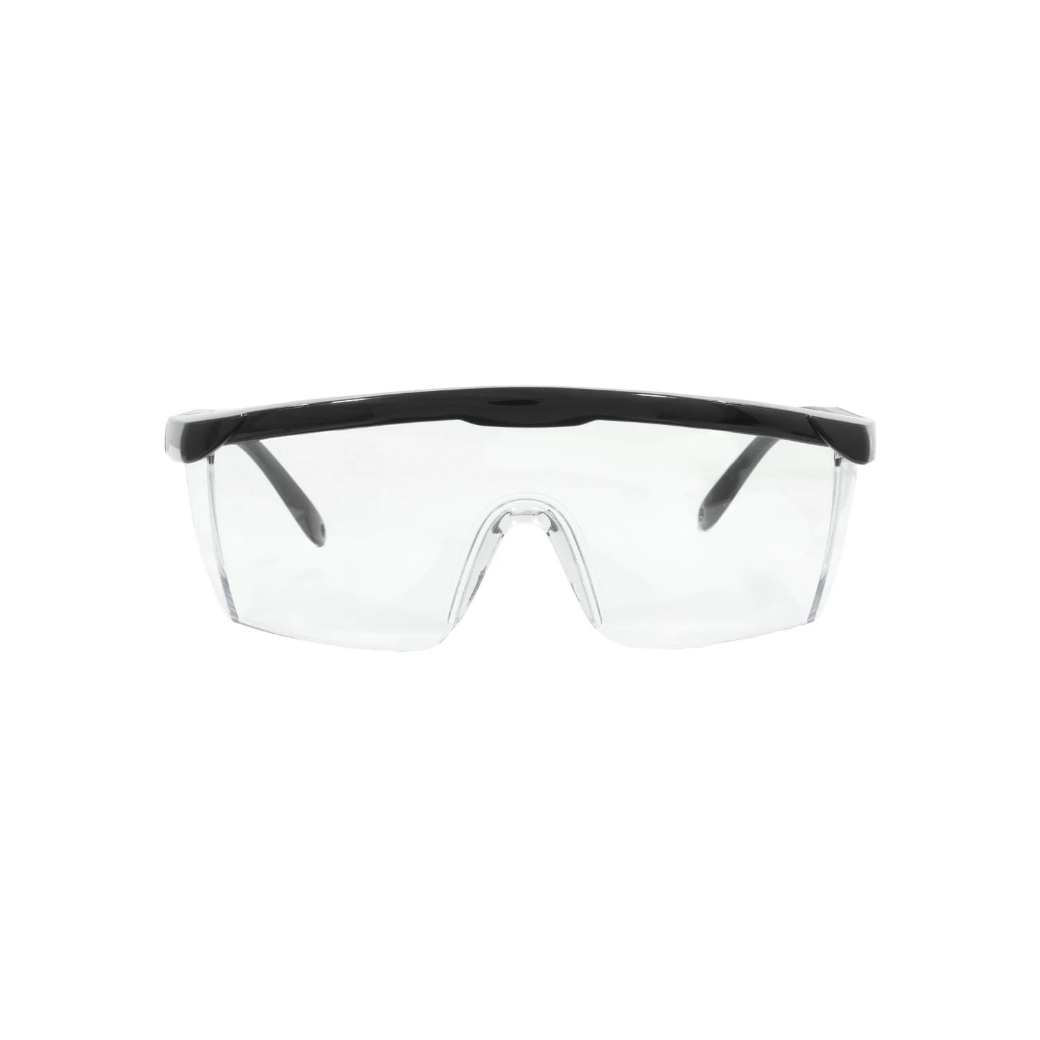 Lente de seguridad Argos transparente con montura negra, protección ocular para trabajos de ferretería.