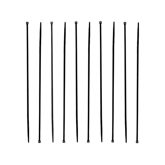 Diez cinchos negros de plástico para sujetar y organizar cables