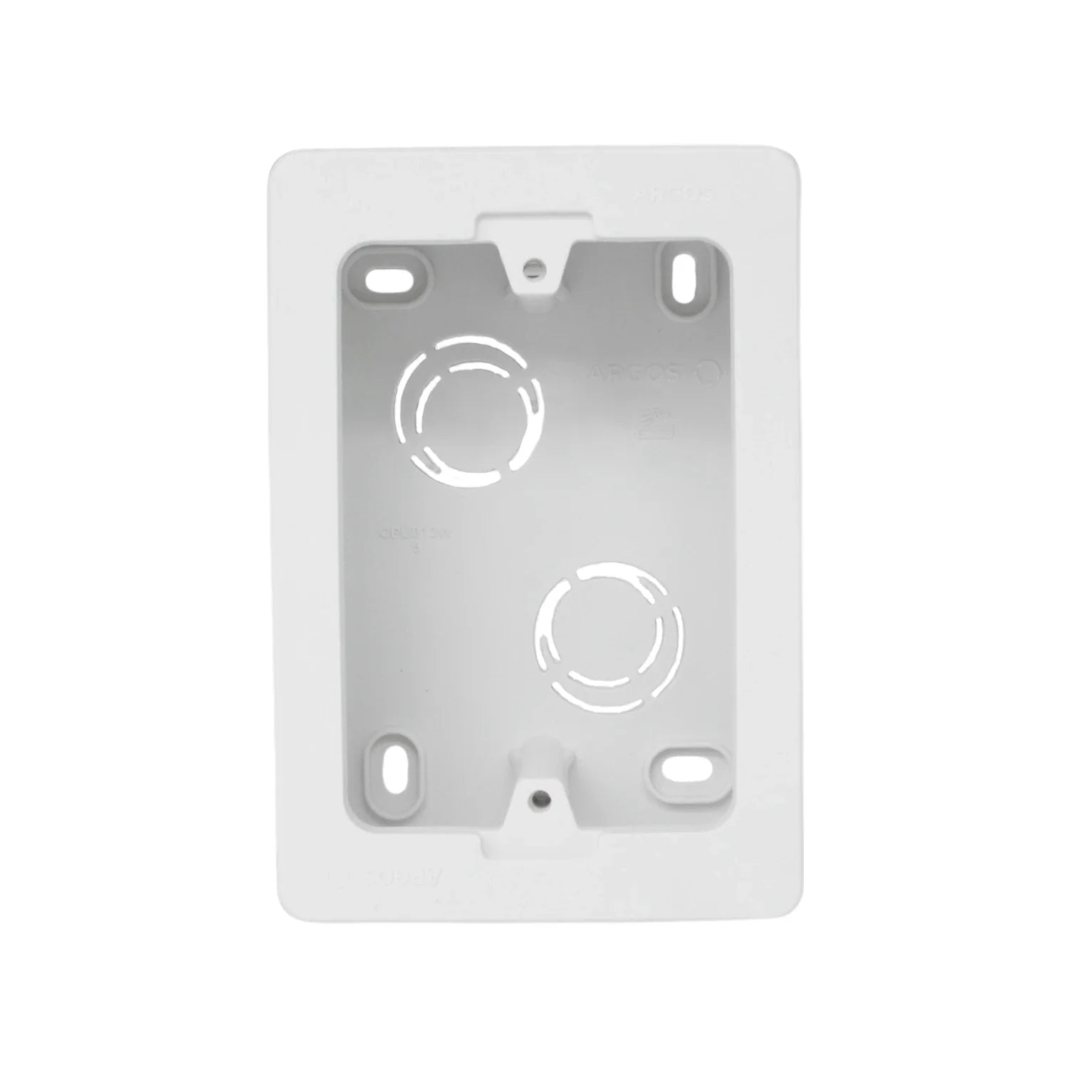 Material: Termoplástico.,Cuenta con accesos posteriores para tubería de 1/2” o 3/4”,No propaga fuego.,Fácil instalación (tornillos no incluidos).,La caja universal, permite la instalación de placas de tomacorrientes e interruptores en hogares, oficinas, edificios, entre otros.,Medidas: 85 mm ancho x 122 mm alto x 49 mm profundo.
