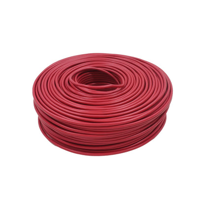 Cable eléctrico rojo calibre #10 en rollo de 100 metros para instalaciones.