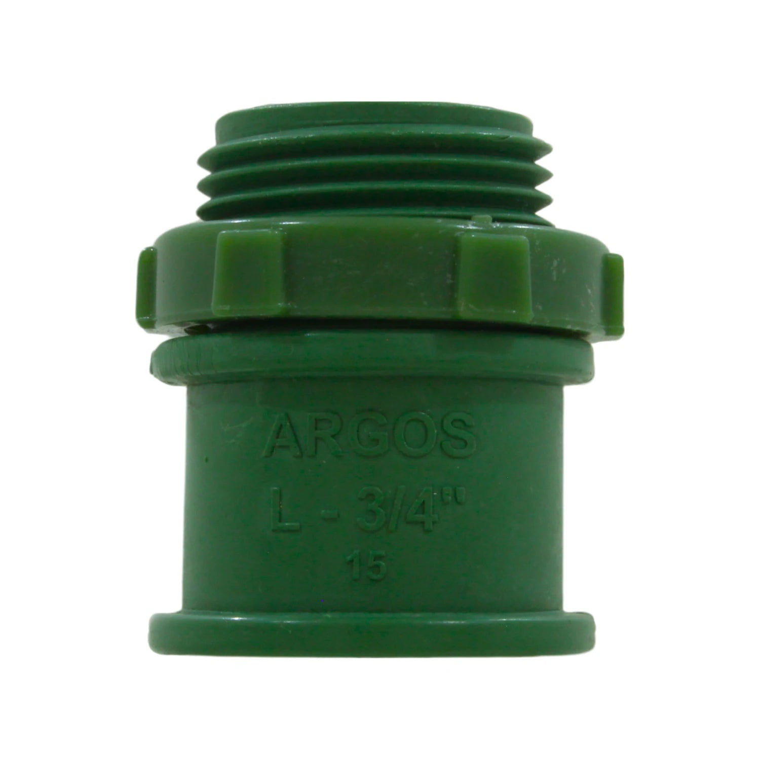 Conector conduit PVC Argos 3/4" (19mm) ligero roscado verde para tubería eléctrica.