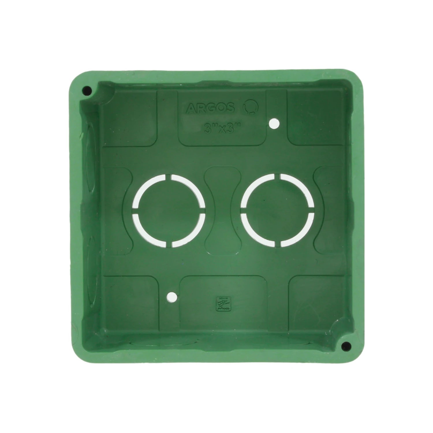 Caja eléctrica cuadrada verde Argos 3x3 pulgadas, para instalaciones de cableado y conexiones