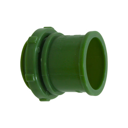 Conector conduit PVC verde de 1 pulgada para instalación eléctrica.