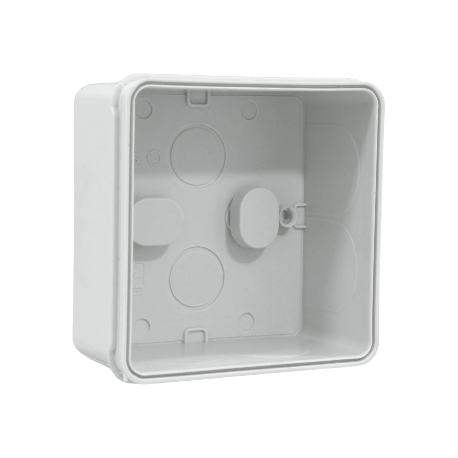 Caja estanca de registro lisa de plástico blanco, 80x80x45mm, para instalaciones eléctricas seguras.