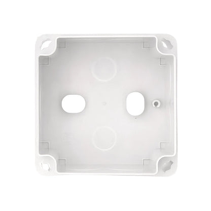 Caja estanca de plástico blanca cuadrada para conexiones eléctricas, montaje superficial, soportes internos