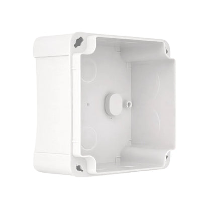 Caja estanca de plástico blanca para derivación eléctrica, IP55, con fijaciones y puntos de entrada pre-formados.