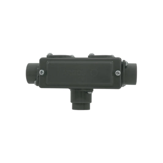 Conector condulet tipo T Argos gris con rosca 3/4 y 1/2 pulgada para canalizaciones eléctricas