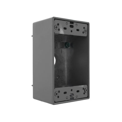 Caja eléctrica exterior gris estanca de una unidad para interruptores o enchufes resistente a la intemperie