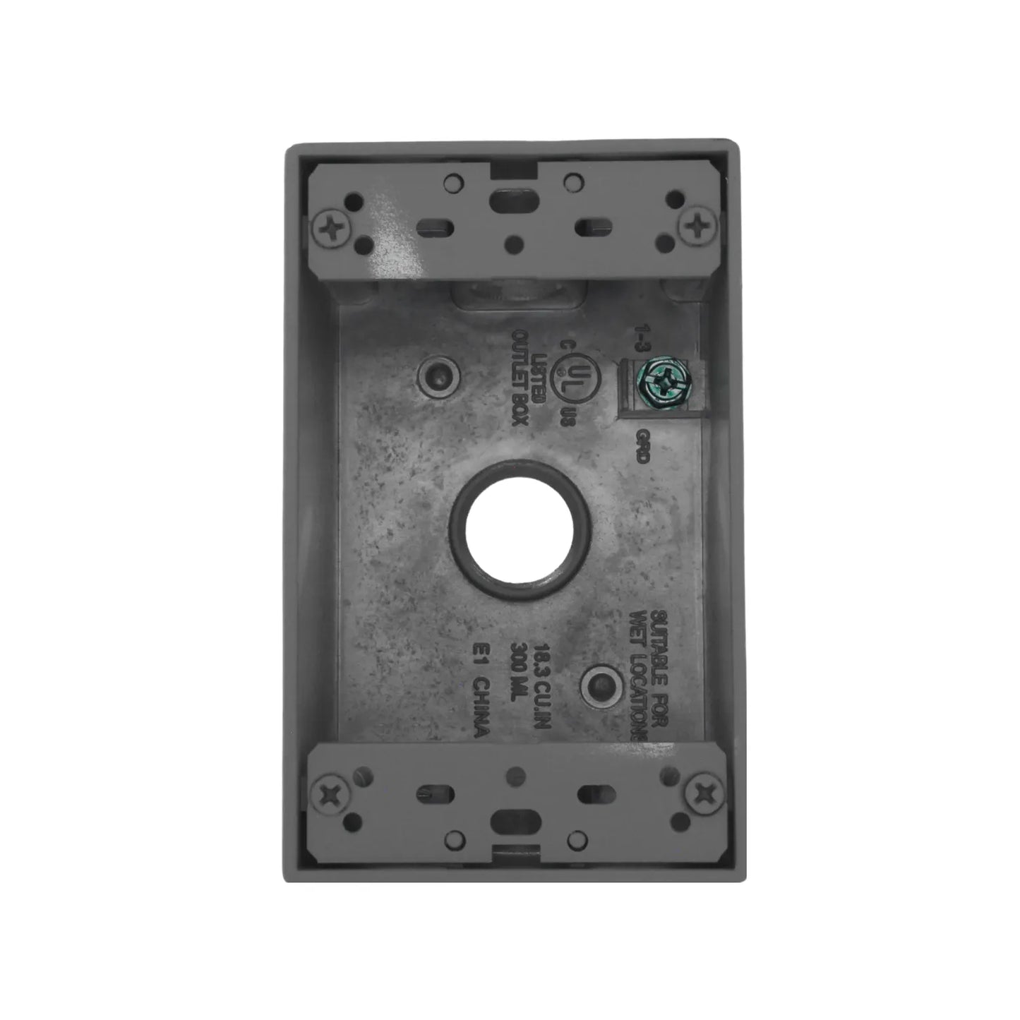 Caja eléctrica exterior metálica gris un puesto para zonas húmedas apta para intemperie 18.3 cu.in.