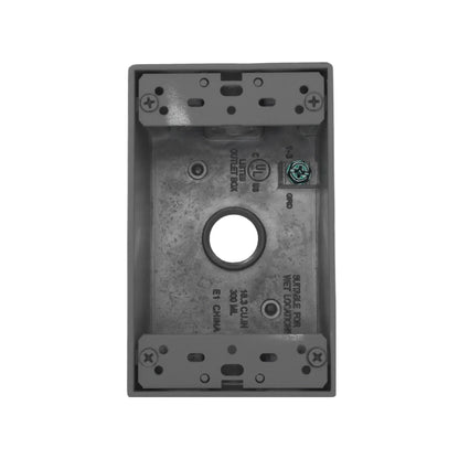 Caja eléctrica exterior metálica gris un puesto para zonas húmedas apta para intemperie 18.3 cu.in.