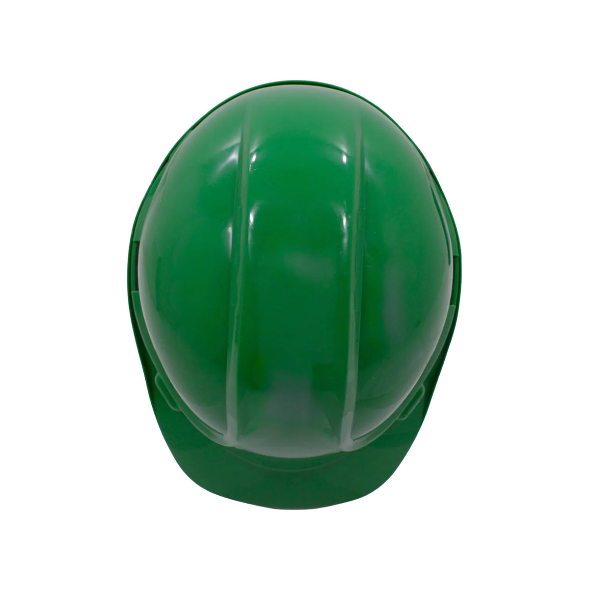 Casco de seguridad color verde para protección industrial y obras de construcción vista superior