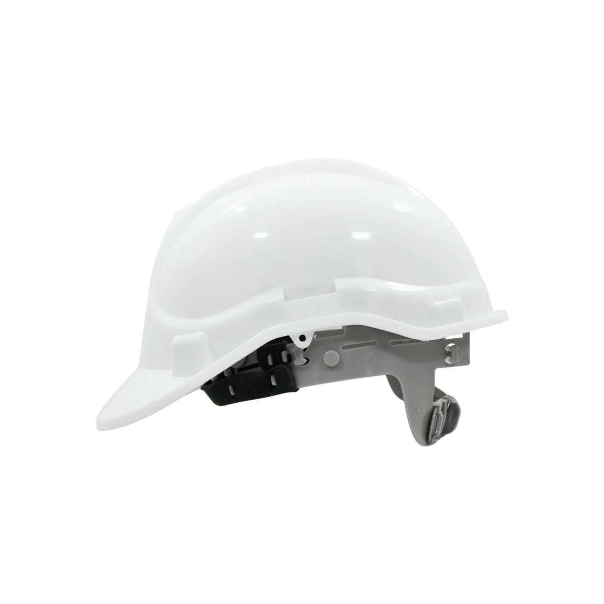 Casco de seguridad blanco para construcción con suspensión ajustable y protección industrial ergonómica