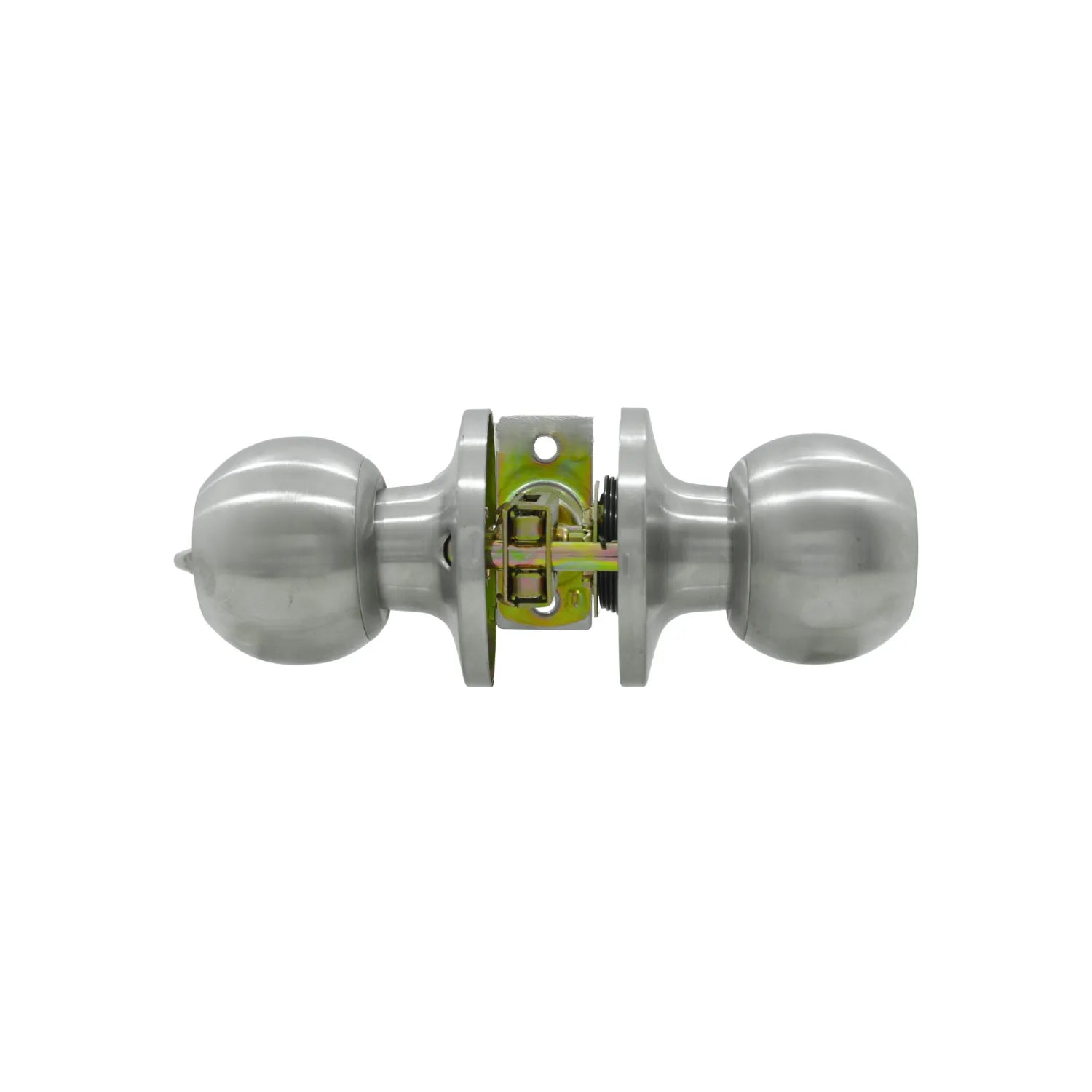Cerradura de pomo esférico para puerta en acero inoxidable satinado con mecanismo tubular para interior