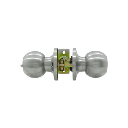 Cerradura de pomo esférico para puerta en acero inoxidable satinado con mecanismo tubular para interior