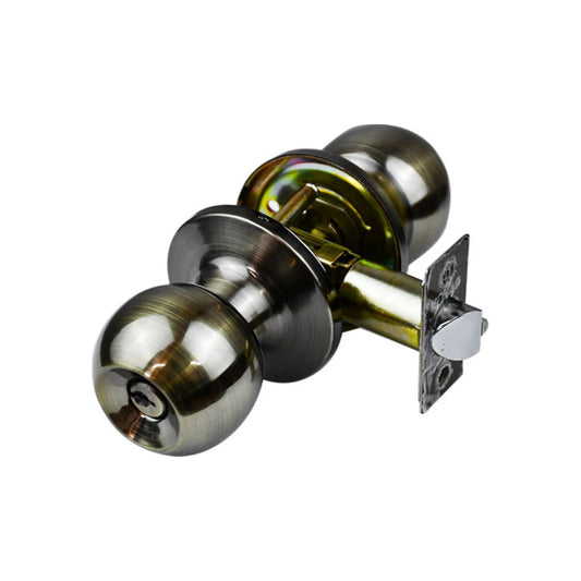 Cerradura de esfera para puerta de baño, acabado cobre antiguo con entrada de llave