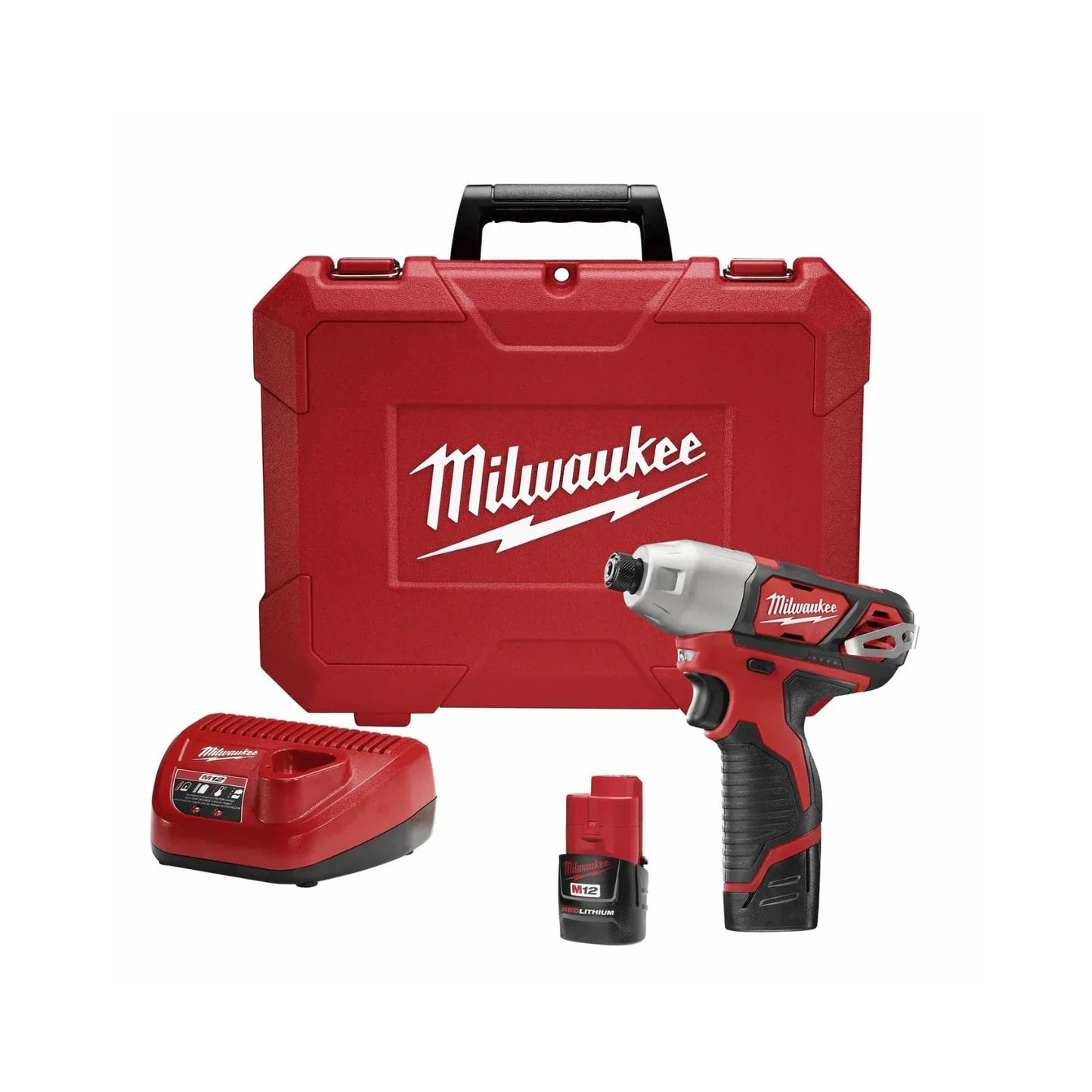 Destornillador de impacto M12 de 1/4" Milwaukee.,Voltaje: 12 V,Torque pico: 1,000 libras.,Impactos: 0 a 3,300 IPM, Longitud: 6 1/2",Motor de alto rendimiento, proporciona de 0 a 2,500 RPM,Optimizado para fijación a alta velocidad.,Diseño ligero y portátil, ideal para cinturones de herramientas.,Batería con tecnología de baterías REDLITHIUM, supera a la competencia y proporciona hasta un 80% más de tiempo de operación.,Con indicador de carga.